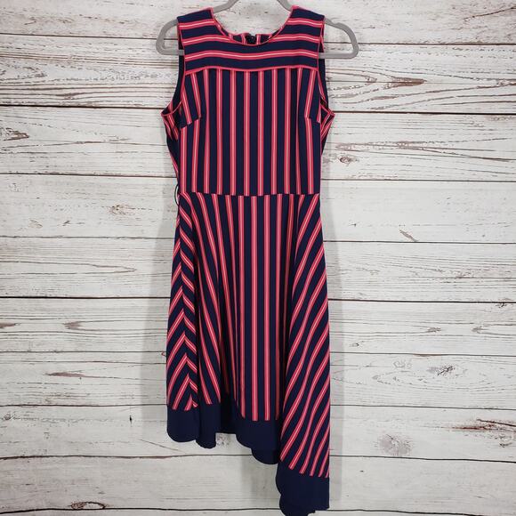 Simply Styled by Sears Women's Pink Striped Asymmetrical Dress Size 8 - Picture 2 of 13